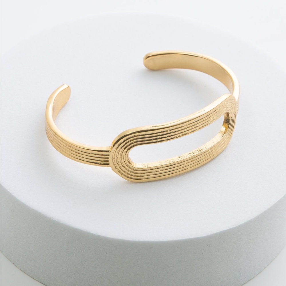 Gold Cuff Bracelet Statement Open Cuff Minimal Modern Bracelet NWT